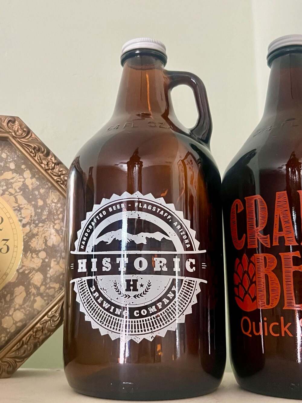 Historic Brewing Company Flagstaff Arizona 64 oz Brown Glass Beer Growler Jug
